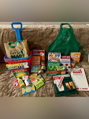 Melissa & Doug (3 Sets) - Grocery Store/Wooden Fridge Food/Fill & Roll Basket